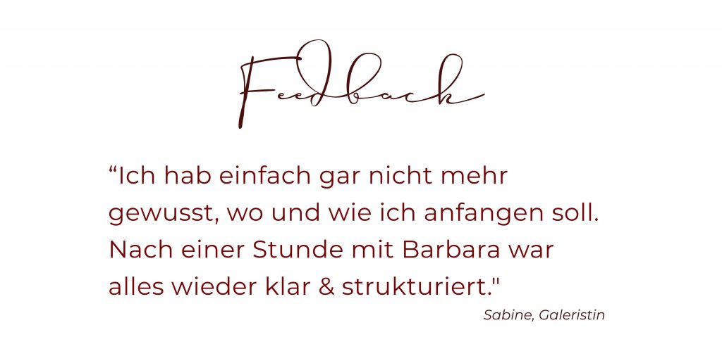 Testimonal Sabine, Galeristin